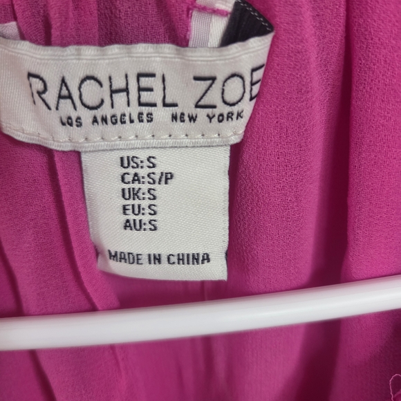 Rachel Zoe Hot Pink Satin Off-Shoulder Drawstring Crop Top - Picture 4 of 4
